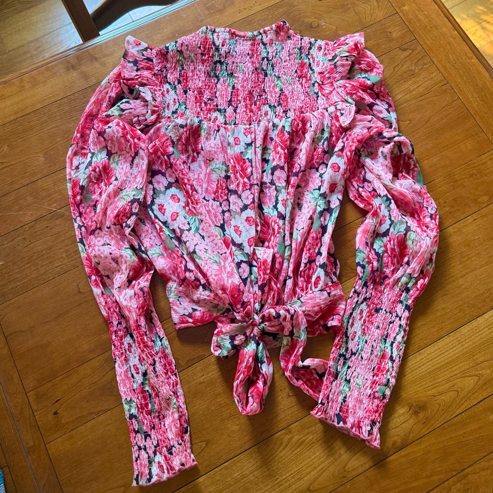 Revolve Bardot Remi High Neck Floral Blouse